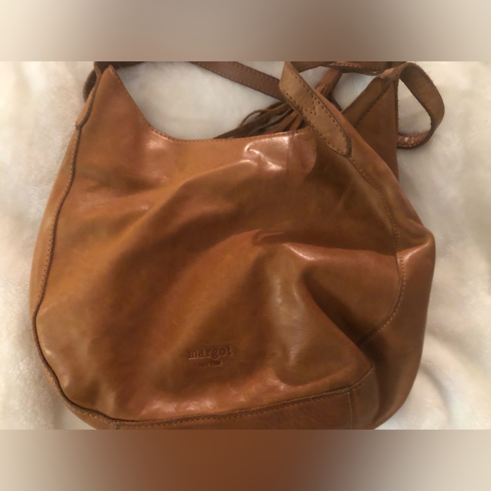 margot Soft Leather Shoulder Bag in Cognac